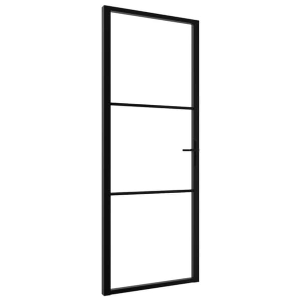 vidaXL Innerdør ESG-glass og aluminium 76x201,5 cm svart