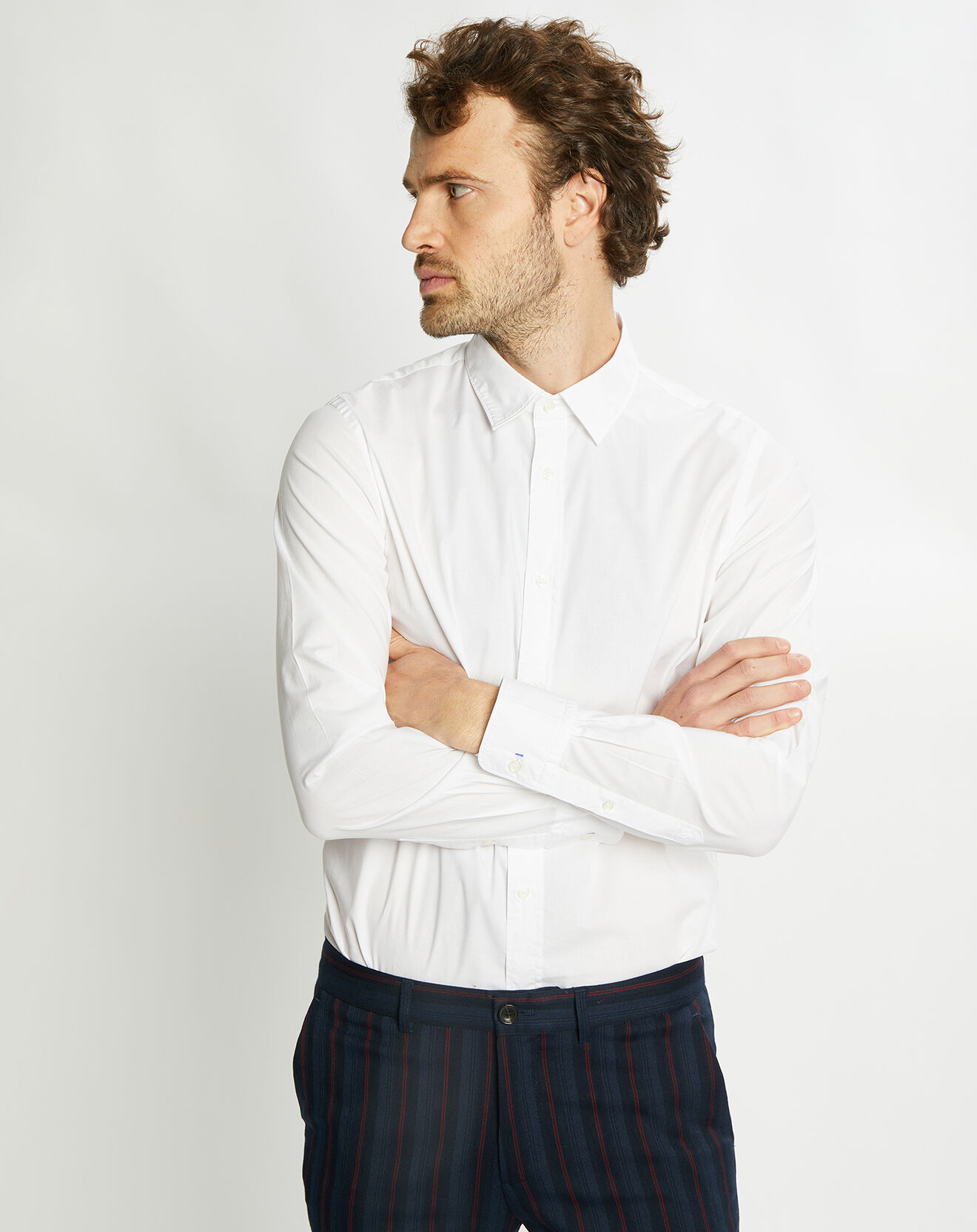 Scotch & Soda Chemise Regular Fit en Popeline & Coton Bio mélangé unie blanche
