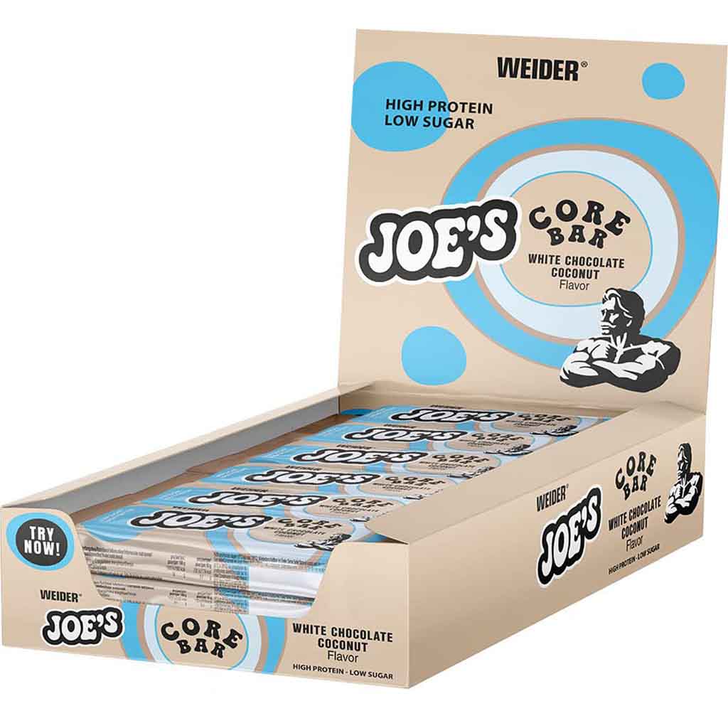 12x Weider Joes Core Bar White Chocolate Coconut Eiweißriegel á 45=540g MHD:28.2.25