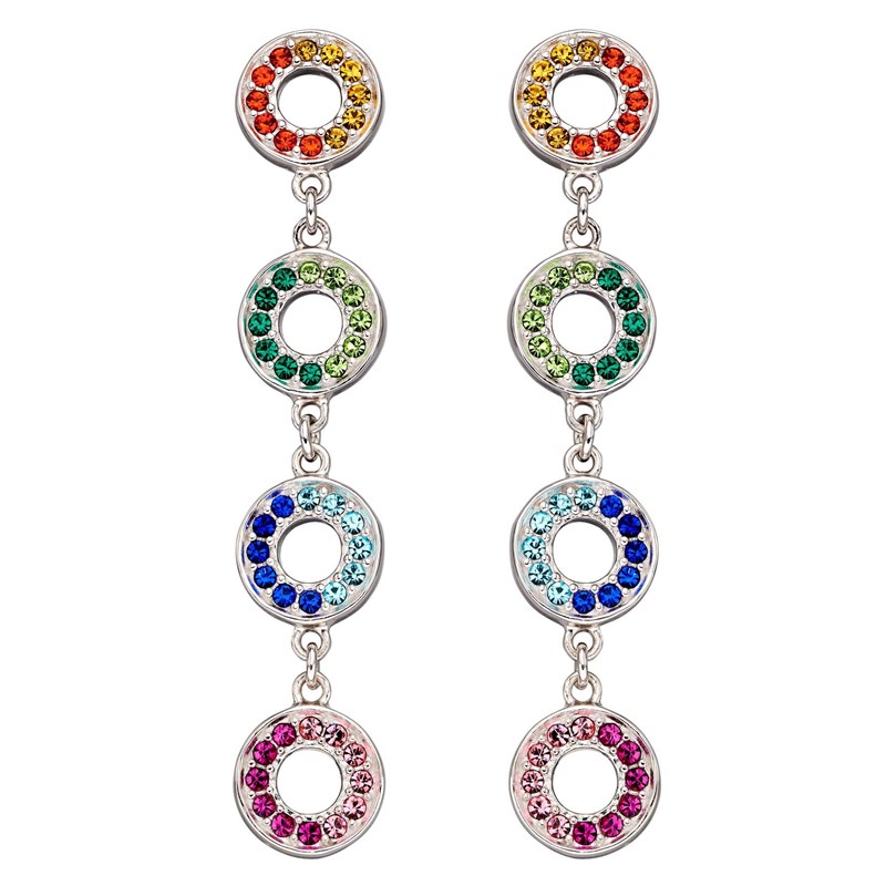 Boucle d'oreille aux couleurs arc en ciel en argent 925/1000