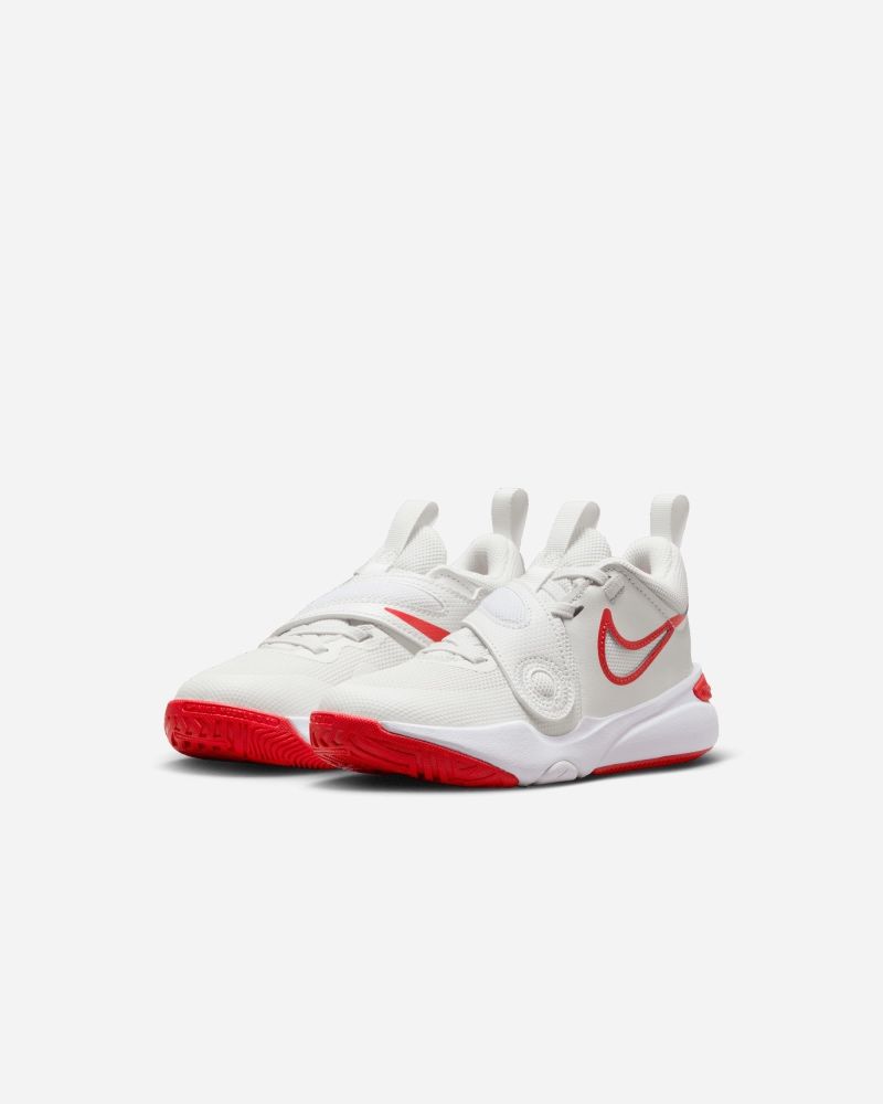 Chaussures de basket Nike Team Hustle D 11 Blanc & Rouge pour enfant
