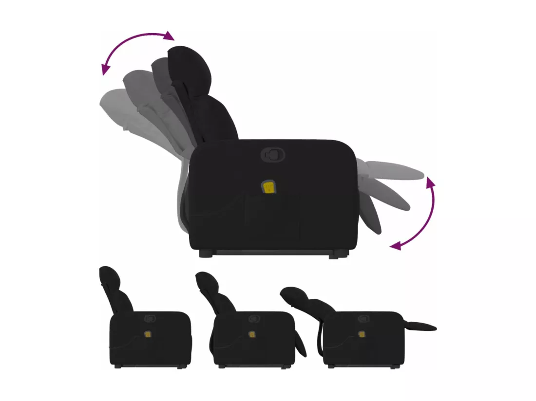 Fauteuil massant inclinable Noir Tissu