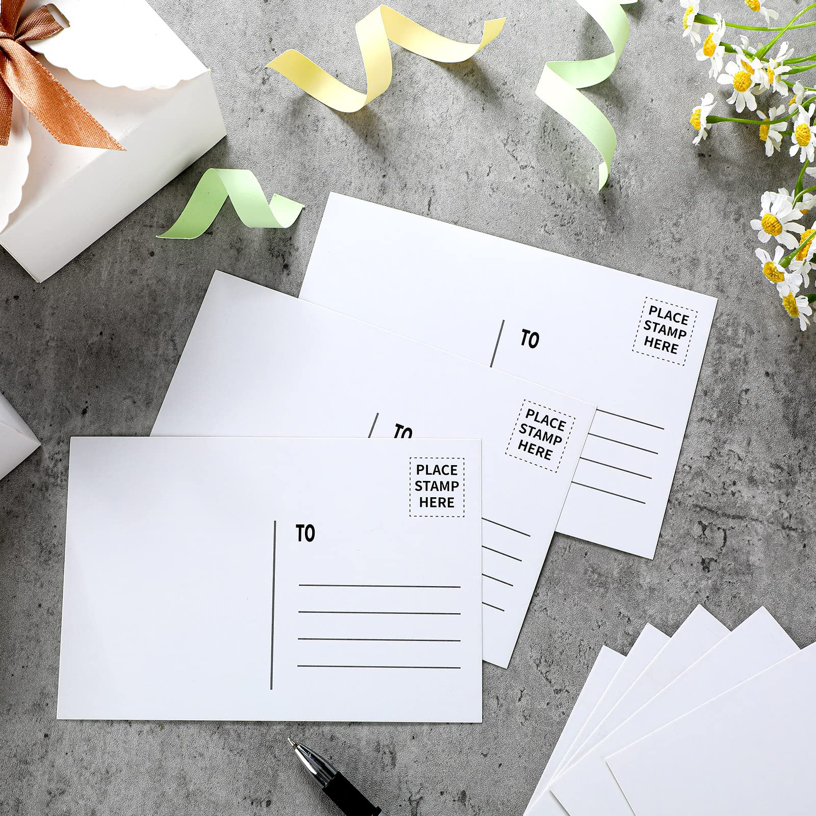 (300er Set) 10x15cm Kraftpapier Postkarten DIY Glückwunschkarten Bastel Grusskarten Blanco Einladungskarten - Weiss