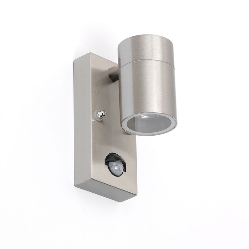 Buitenwandlamp staal IP44 met bewegingssensor - Solo