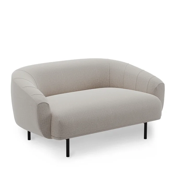Northern - Plis 2-Sitzer Sofa, schwarz / hellgrau (Kvadrat Brusvik 02)