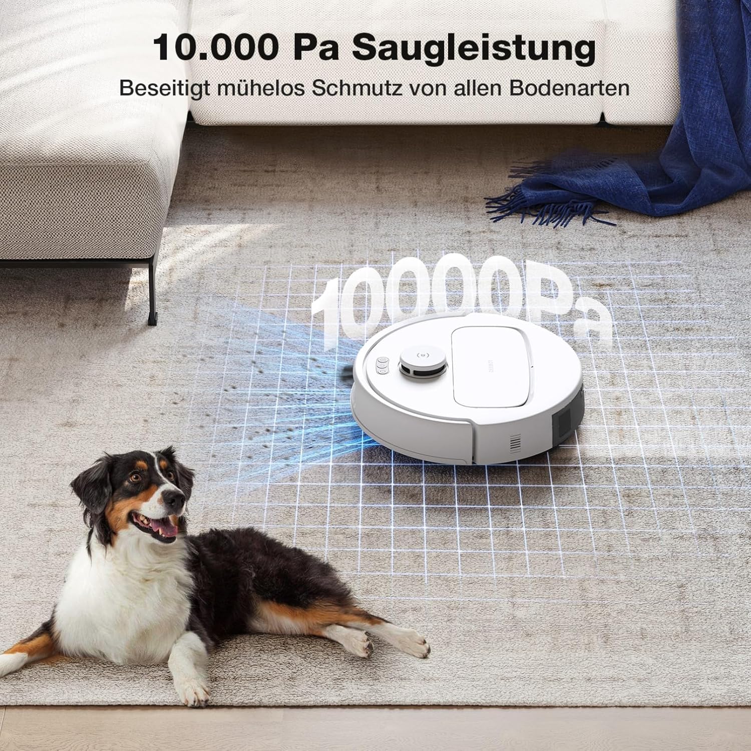 ECOVACS DEEBOT N30 PRO Omni Saugroboter mit Wischfunktion, 10.000 Pa Saugleistung, ZeroTangle 2.0-Technologie, TruEdge Kantenreinigung, 60℃ Heißwasser Wischmopp Reinigung, Heißlufttrocknung,Weiß