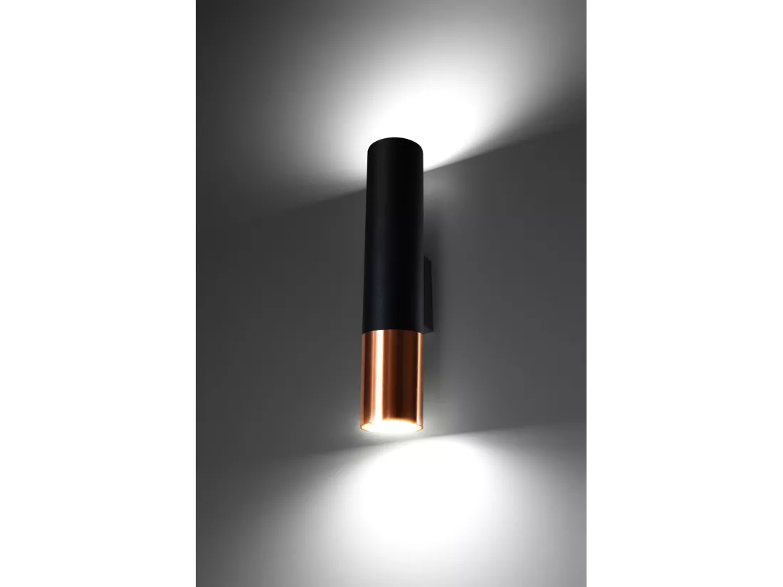 Sollux LOOPEZ Up & Down Applique Noir, Cuivre GU10