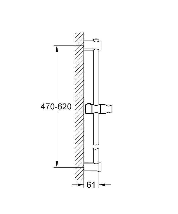 Barre de douche avec support douchette réglable 62 cm chrome Grohe Vitalio