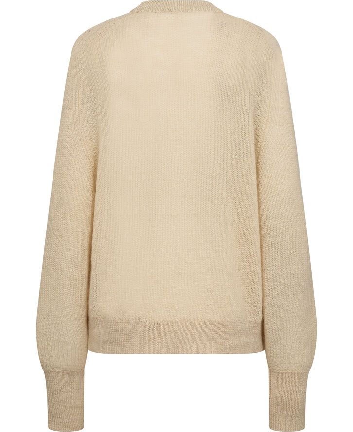 ROTATE Birger Christensen Light Knit Logo Sweater Parchment
