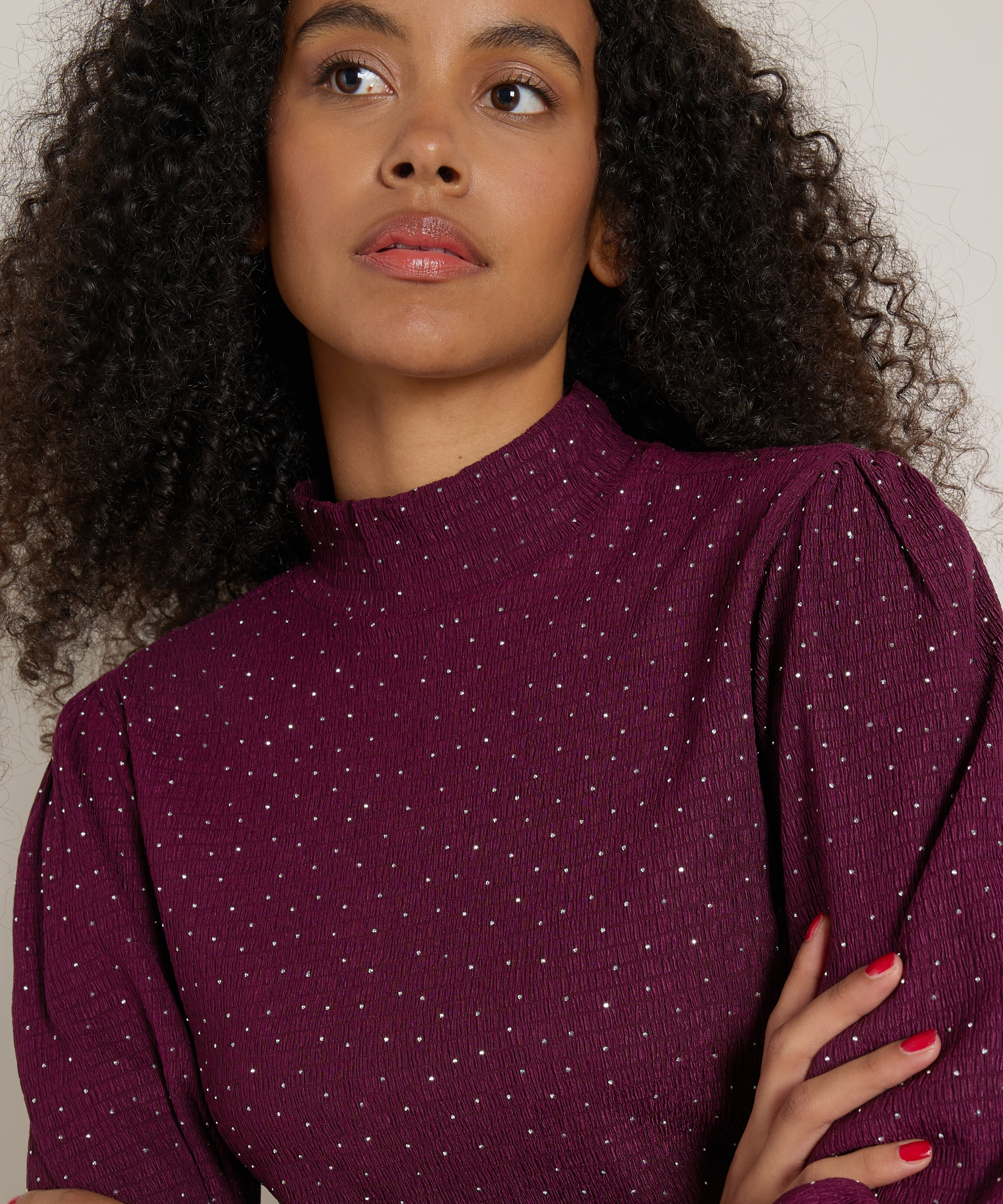 glitter top met hoge hals