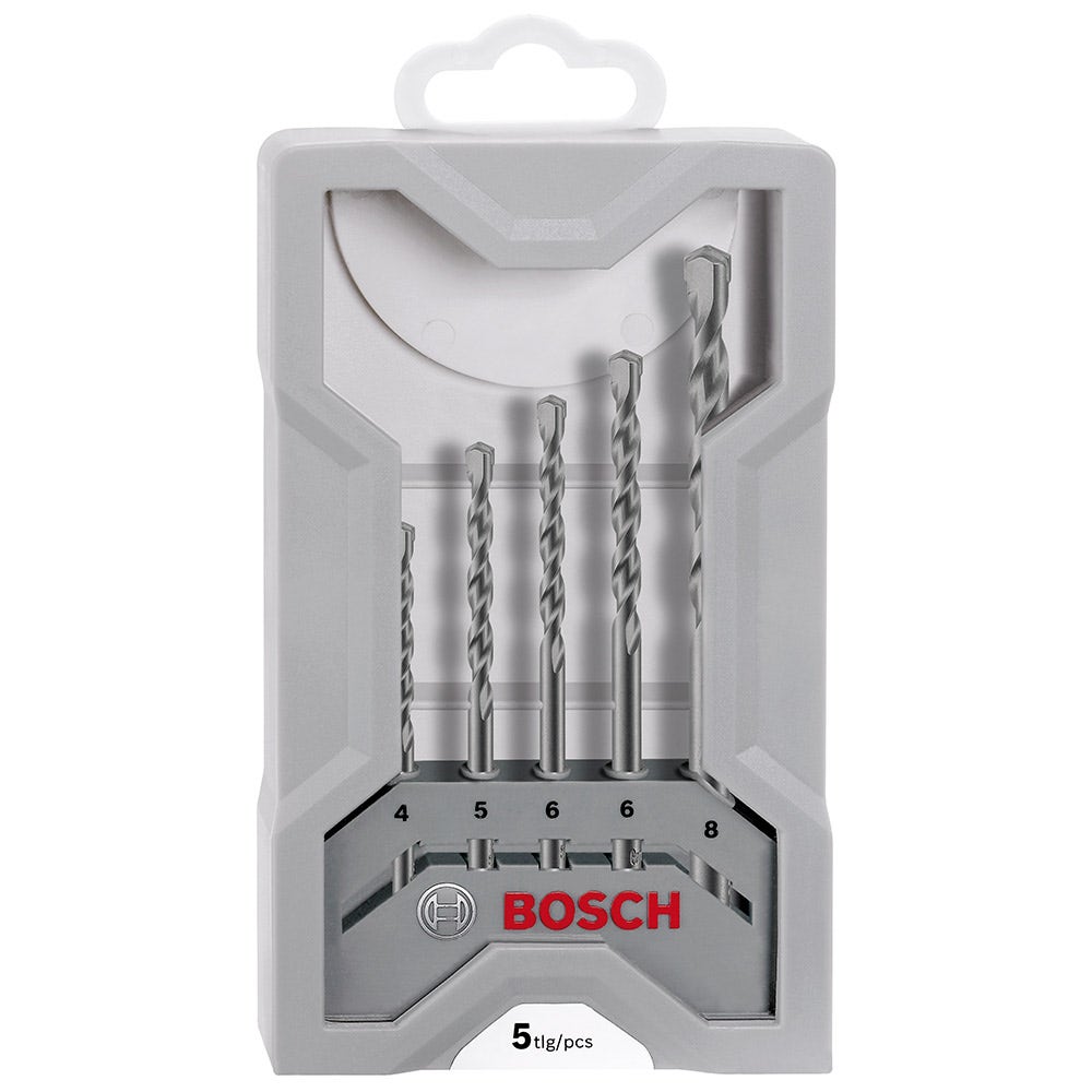 BOSCH 4-8MM SILVER PERCUSSION MASONRY DRILL BIT SET - 5 PIECE