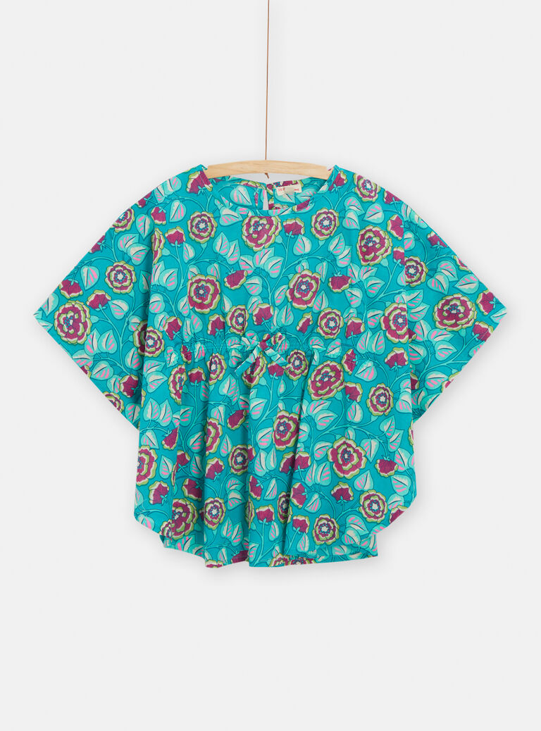Cape de plage impimé fleurs pour fille
