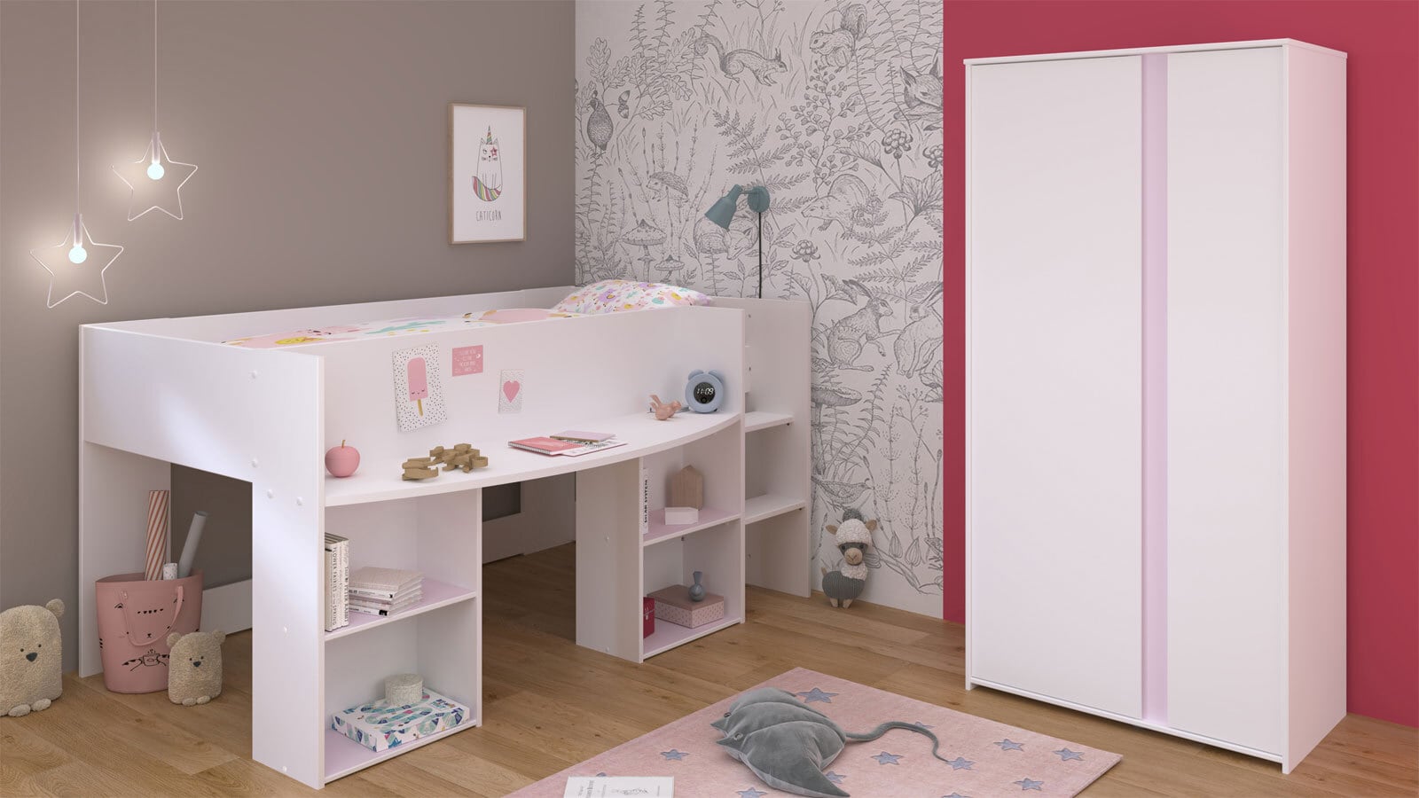 Parisot Kinderzimmer PIROUETTE 14 weiß / grau / rosa