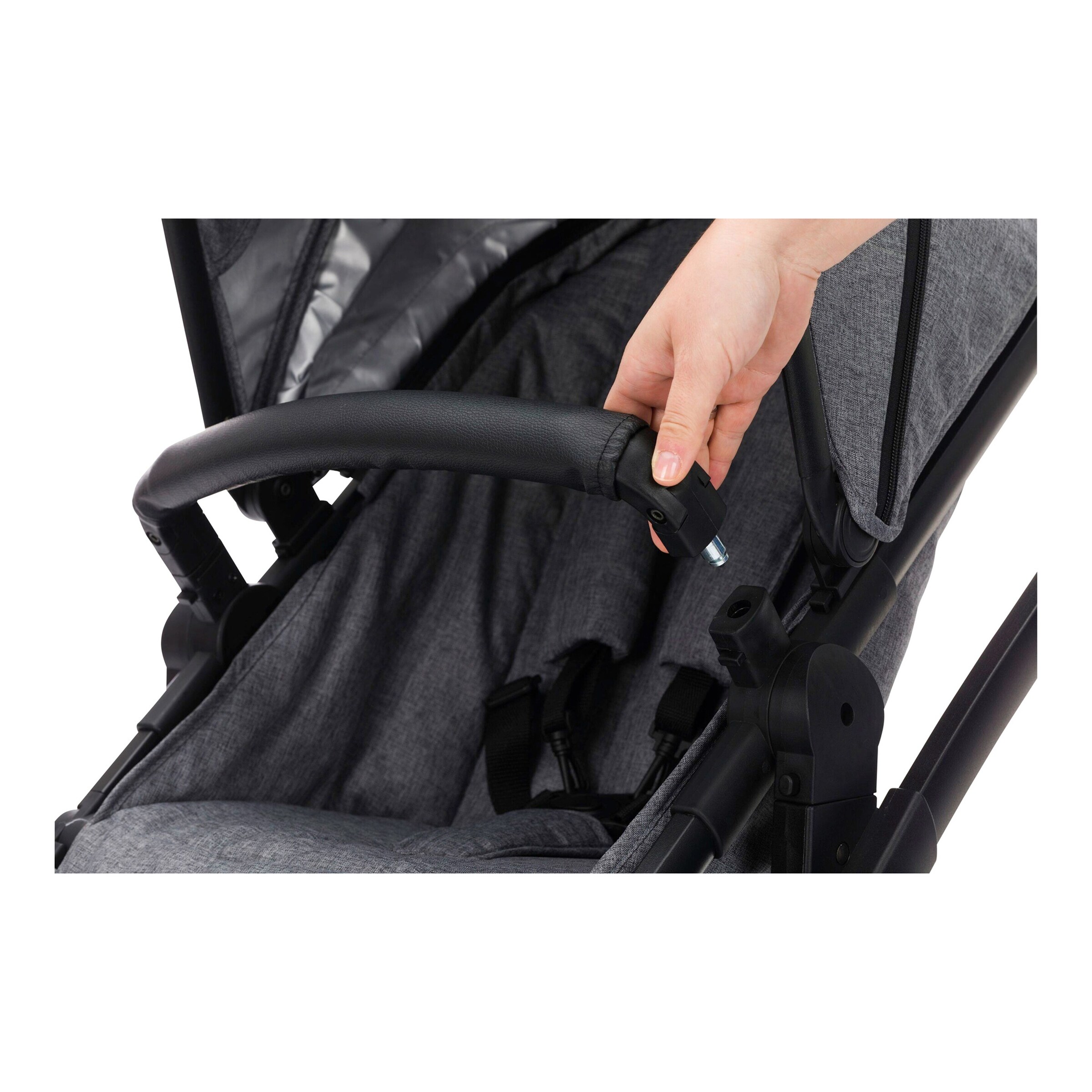 babycab Kombikinderwagen Stockholm Trio-Set (2024) inkl. i-Size Babyschale und Wickeltasche grau melange