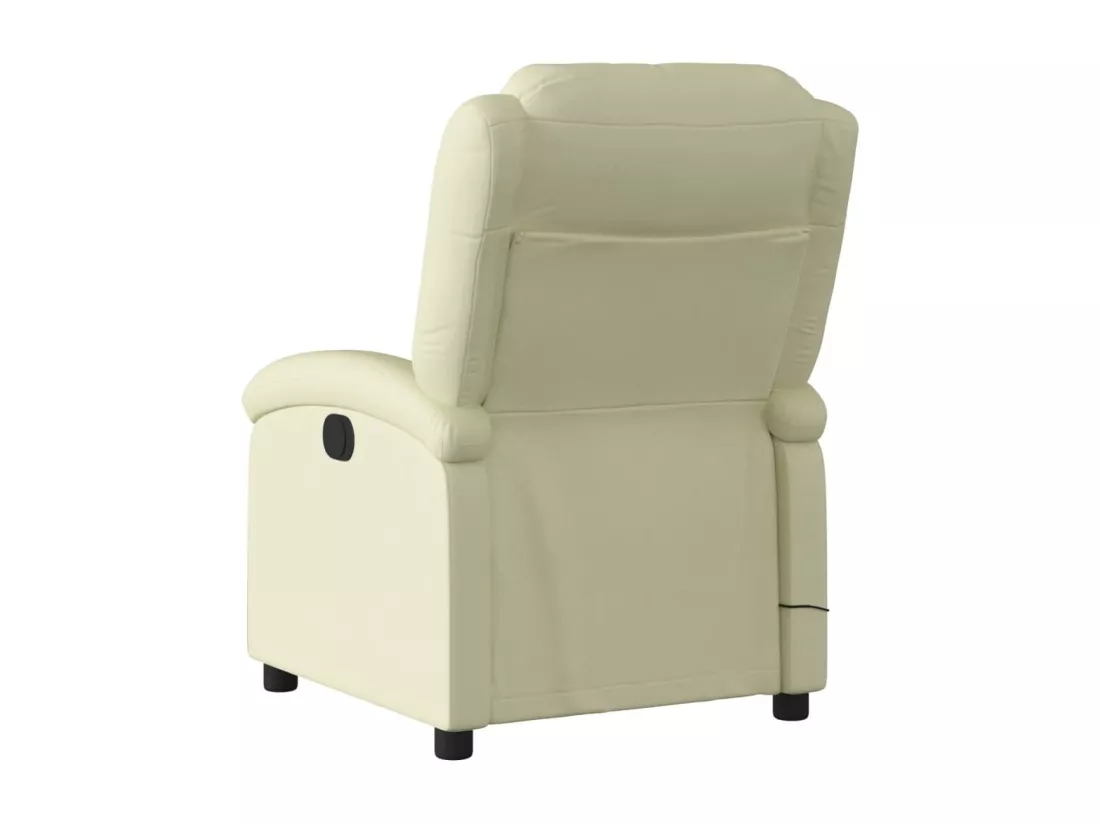 Fauteuil de massage inclinable électrique crème cuir véritable