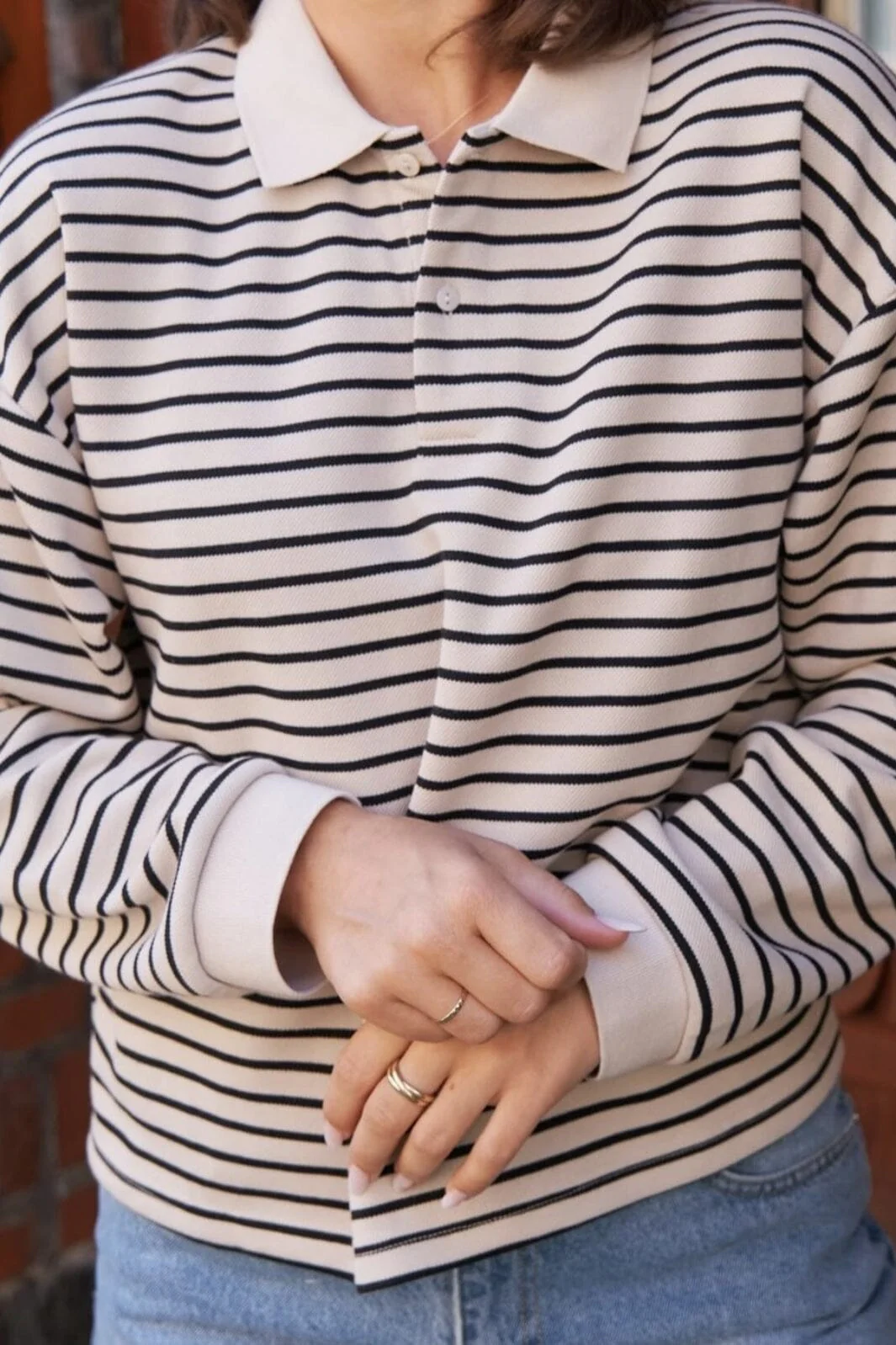 Neo Noir Sara Stripe Polo Blouse