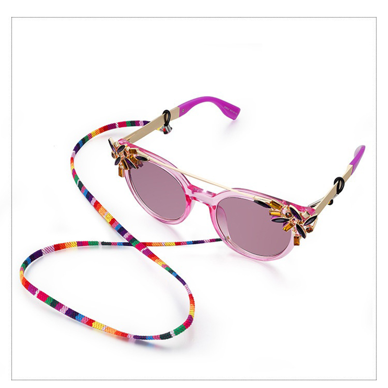 (70cm) Eyewear Halter Brillenkette Sonnenbrillenband aus Baumwolle im Ethno Style - Grün