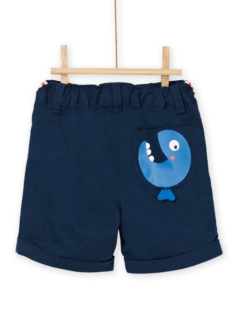 Bermuda bleu de minuit avec ceinture à imprimé à rayures