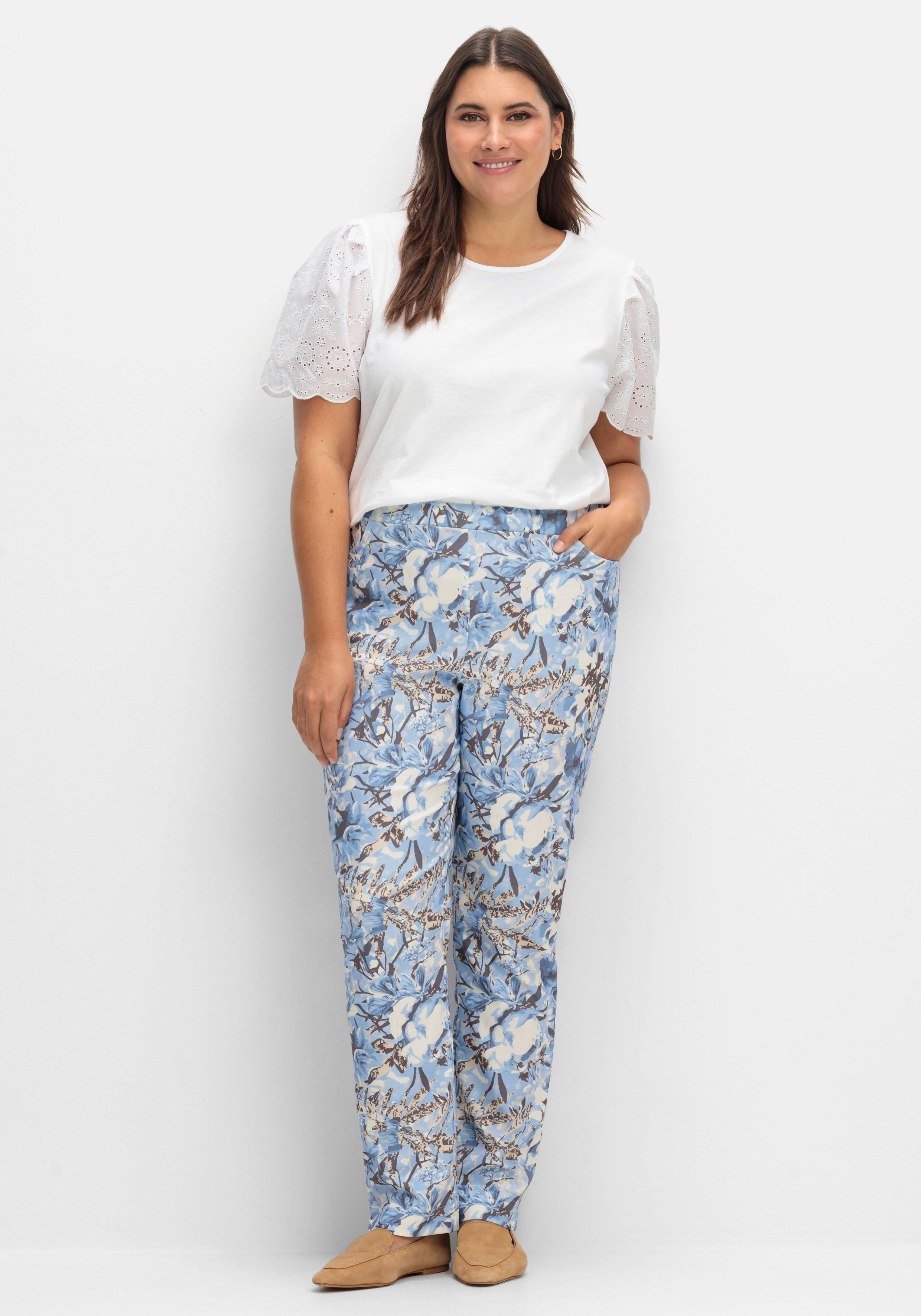 Schmale Schlupfhose aus Bengalin, mit Print