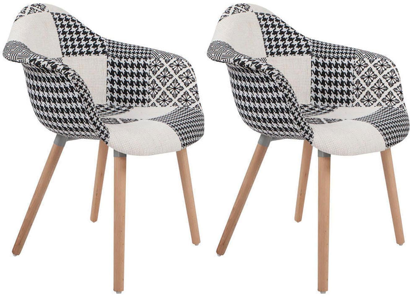 Kayoom Polsterstuhl »Stuhl Dave 110 2er-Set Multi, bequemer Stuhl mit Patchwork-Muster« (Set) 2 Stk.stilvoll, elegant, elegante Naturholzbeine, attraktive Farbkombination
