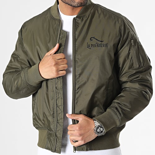 Veste Bomber Wave Vert Kaki Noir