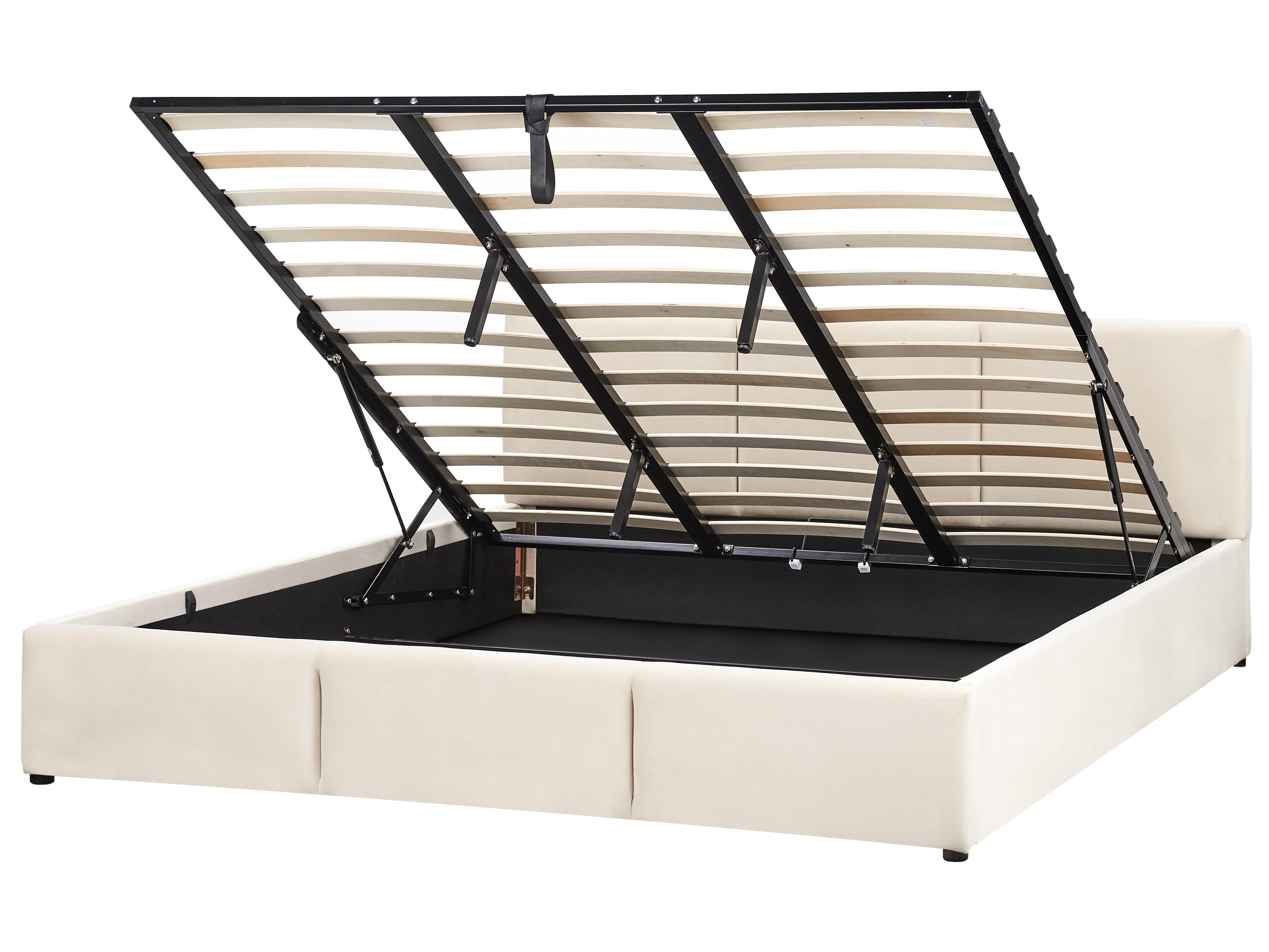 Bed met opbergruimte Fluweel BOUSSE 180 x 200 cm Lichtbeige