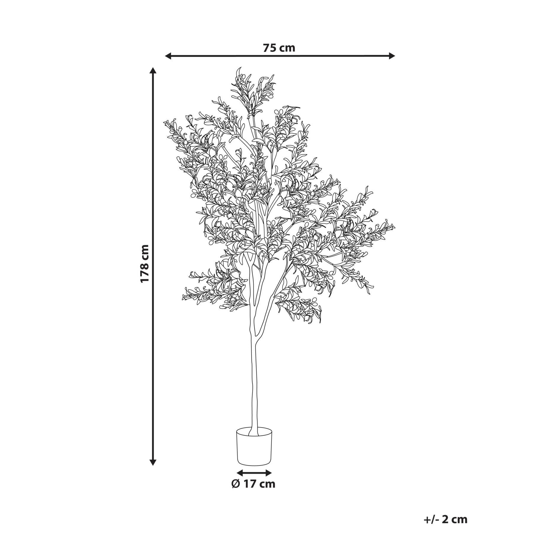 Beliani - OLIVE TREE - Kunstplant - Groen - 178 cm - Synthetisch