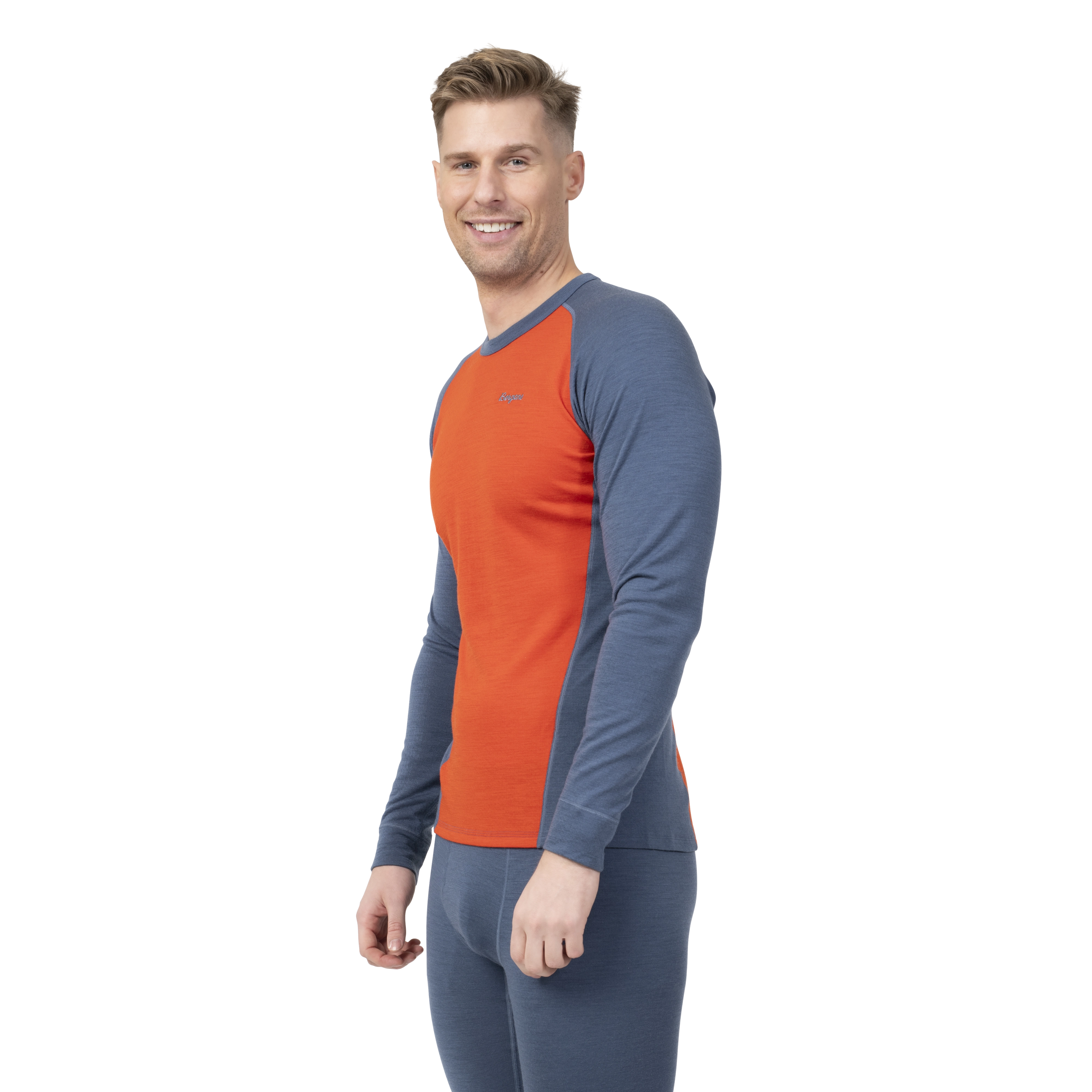 Inner:Dual Merino Long Sleeve Men Lava / Granite Blue