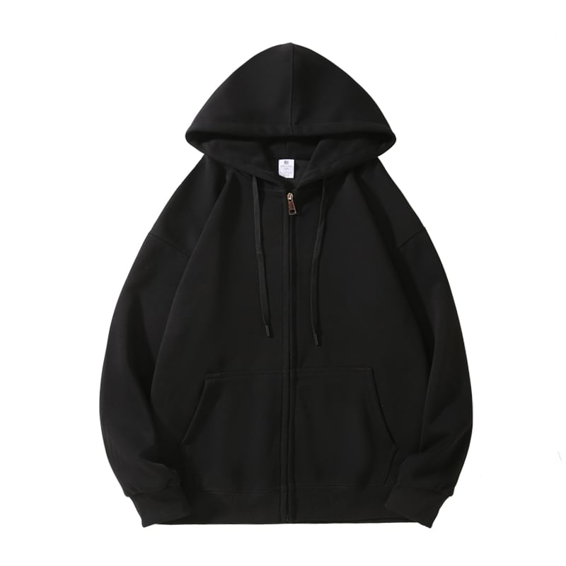 Ayuyel - Effen hoodie met trekkoord en rits