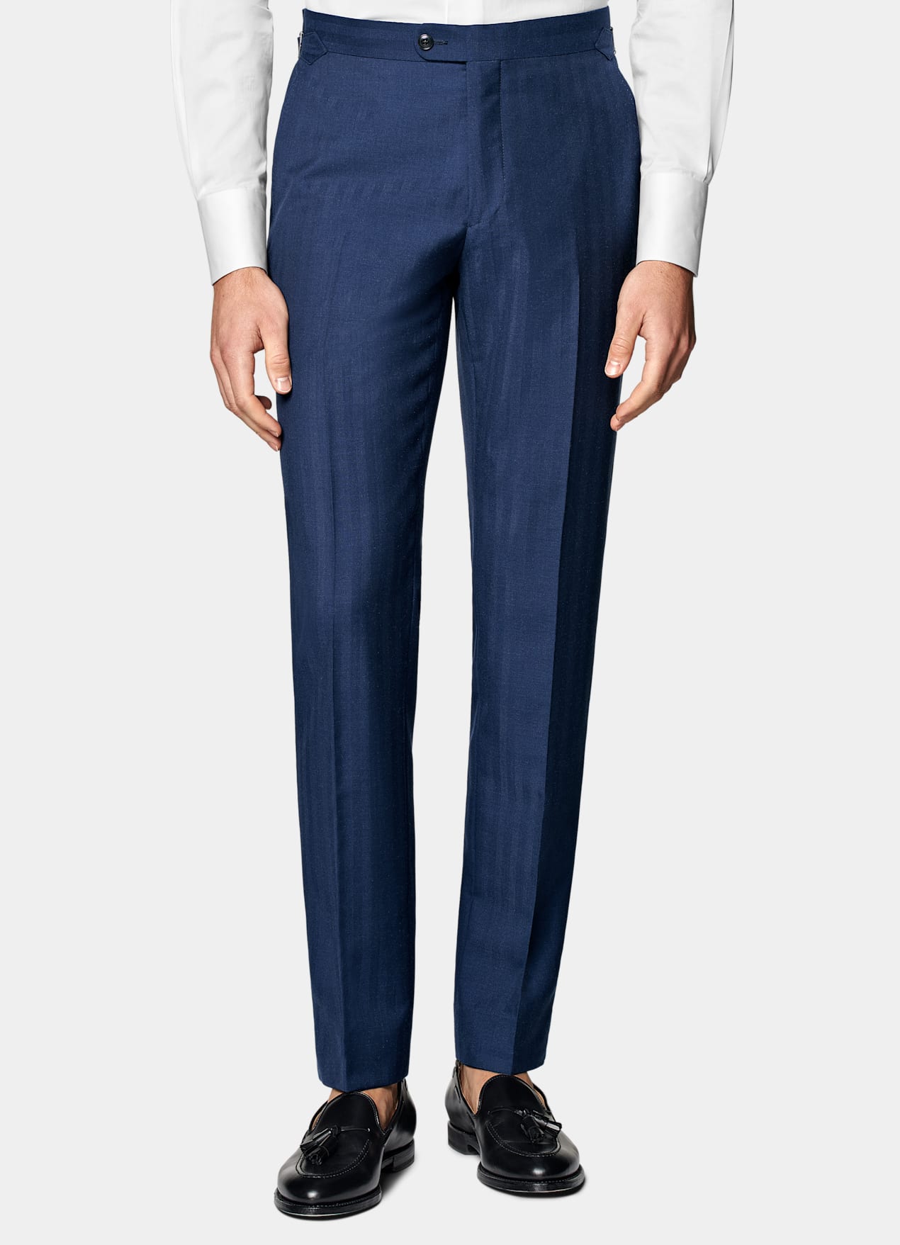 Costume Perennial Havana coupe Tailored bleu moyen à chevrons