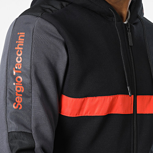 Sweat Zippé Capuche Ginnico 39837 Noir Rouge