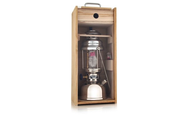 Petromax Holzbox mit Plexiglasscheibe für Petromax-Lampe HK350/HK500