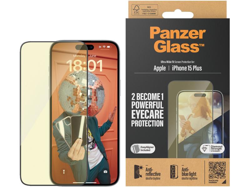Panzerglass Displayschutz Anti Reflective iPhone 15 Plus Anti Reflective und  BluelightUltra Wide Fit Displayschutz mit Applicator für das Apple iPhone 15 Plus