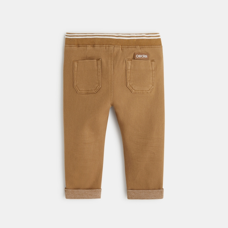 Jean knit-denim taille élastiquée marron bébé garçon