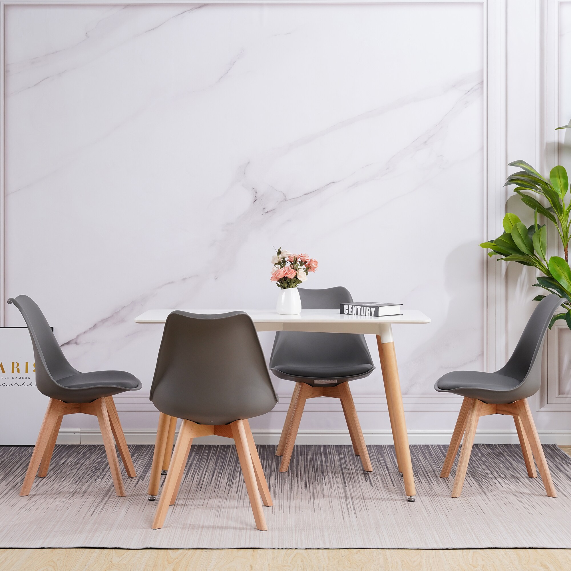 Albatros Esszimmerstühle 4er Set AARHUS, Grau - Beine aus Buche Massiv-Holz, Skandinavisches Retro-Design, bequemer Schalenstuhl - Eleganter Küchenstuhl, Stuhl Esszimmer für Esstisch