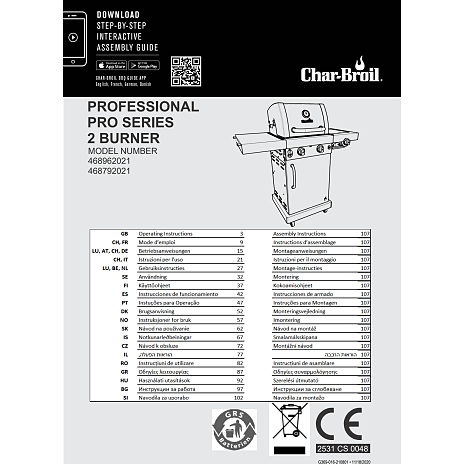 Char-Broil Professional Pro 2 gasgrill - stål