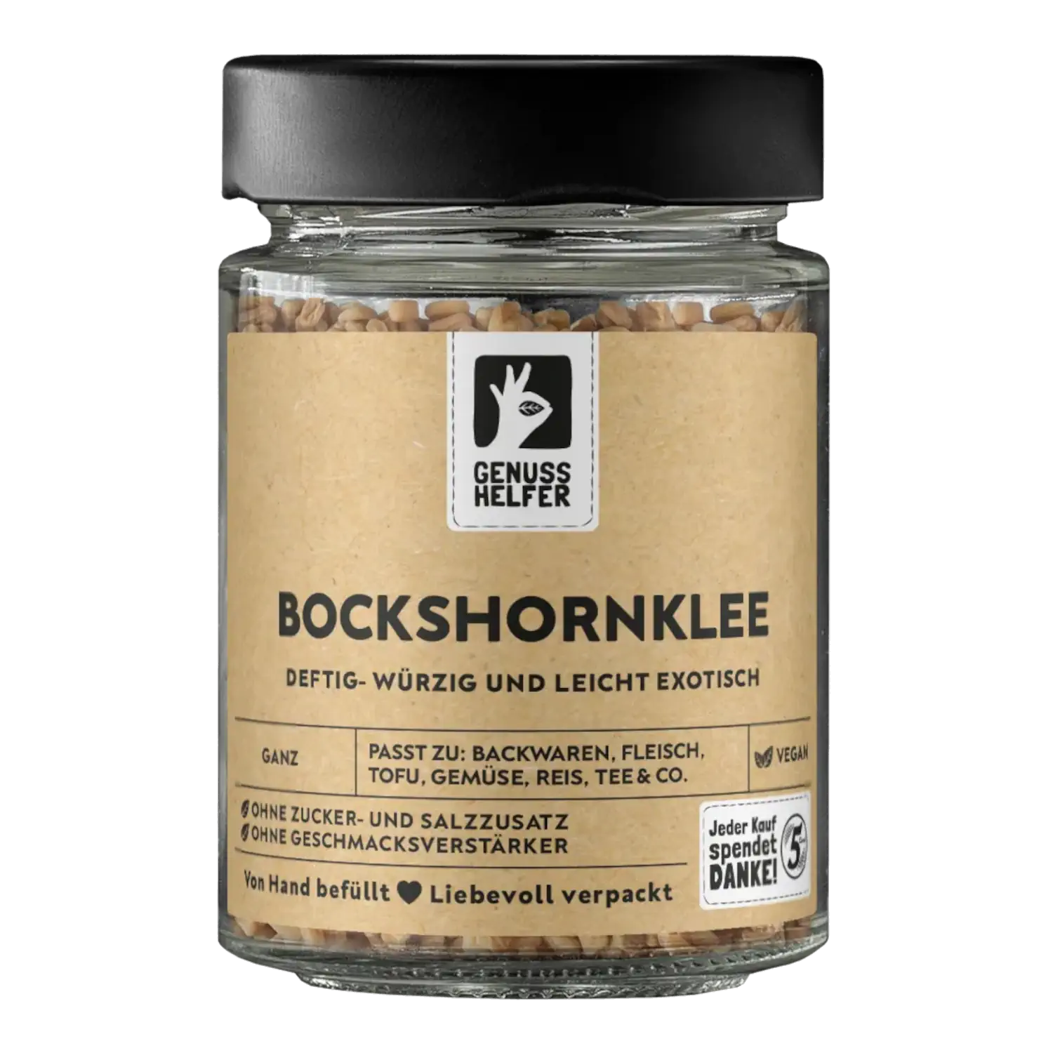 Bockshornklee, ganz, im Glas