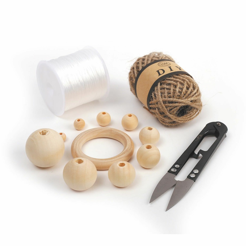 747 perles et anneaux en bois
