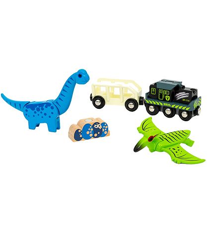 BRIO WoRød Batteridrevet Tog Med Dinosaur m. Lyd og Lys - 5 Dele