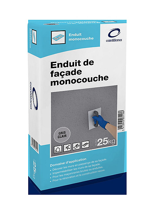 Enduit de façade monocouche - ton gris clair
