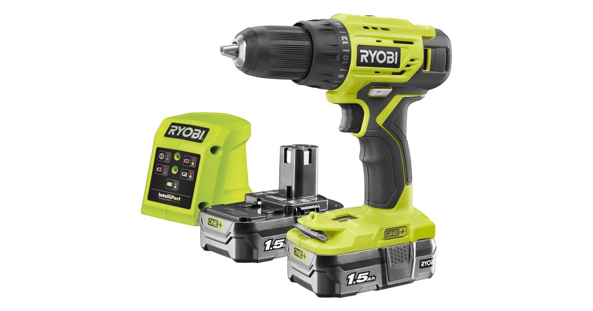 RyobiONE+ Accu-Schroefboormachine R18DD4-215GJ schroeftol  (Groen/zwart, Incl. 2x Li-Ion Accu 1,5Ah)