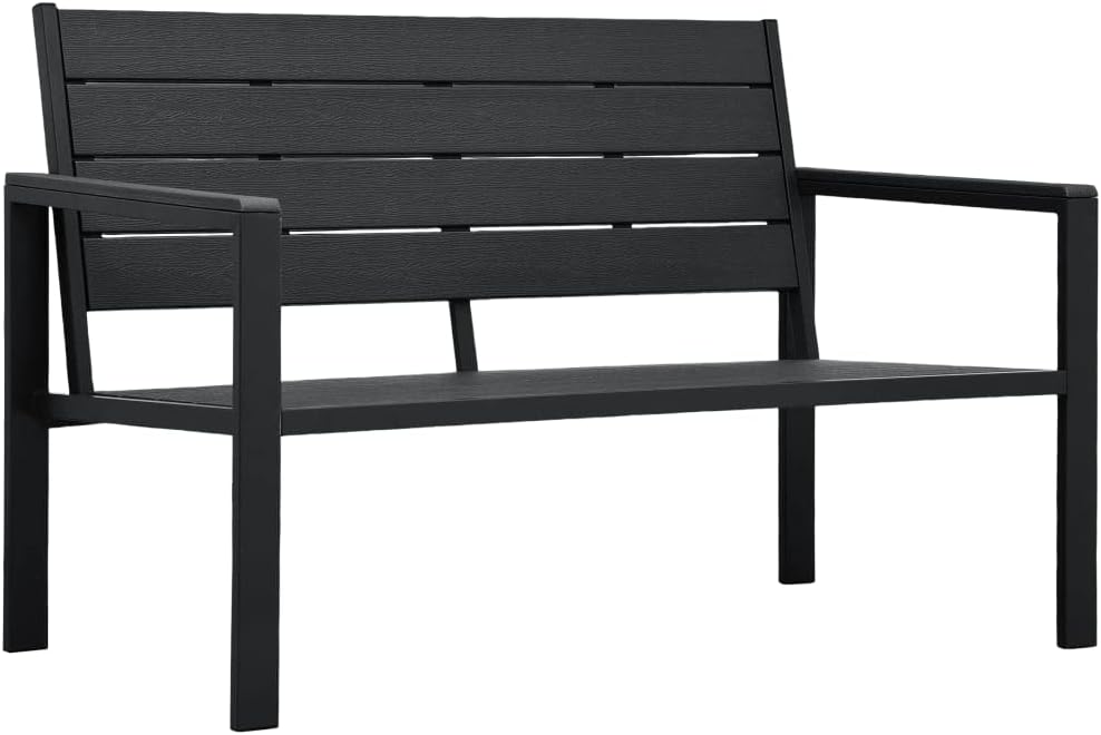vidaXL Gartenbank Sitzbank Parkbank Gartenmöbel Bank Terrassenbank Balkonbank Außenbank Garten Balkon Outdoor 120cm HDPE Schwarz Holzoptik