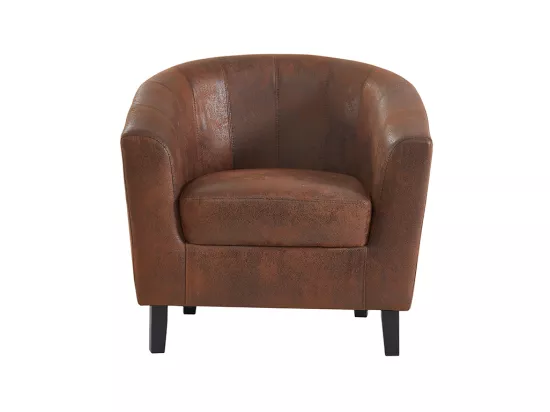 Fauteuil cabriolet en microfibre vieillie marron CRISTOBAL II
