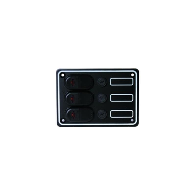 Tableau Electrique Plastimo Etanche Aluminium Noir - 3 Interrupteurs