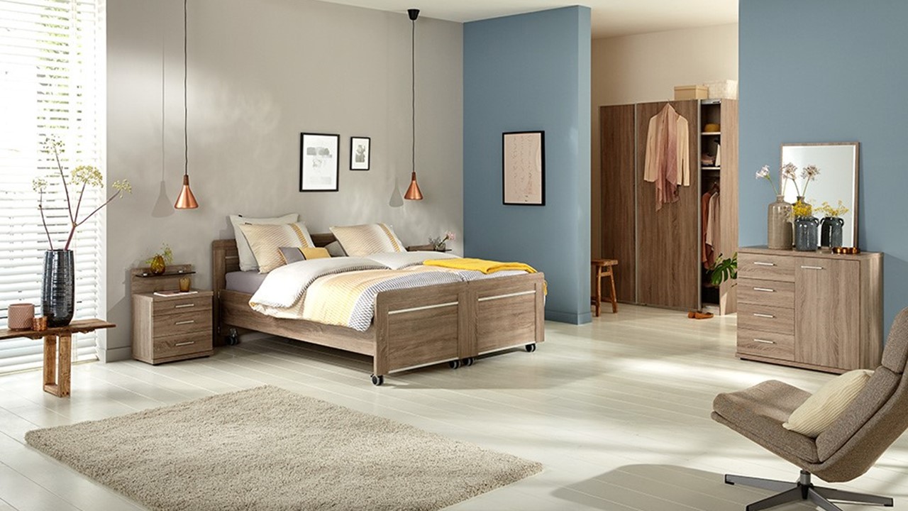 Bed Bienne Tradi uitrijdbaar truffel eiken