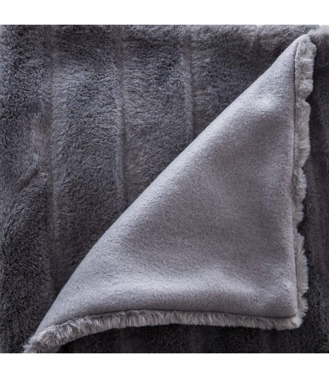 Plaid design effet fourrure Manoir - L. 120 x l. 160 cm - Gris foncé