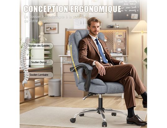 RATTANTREE - Fauteuil de bureau inclinable gris