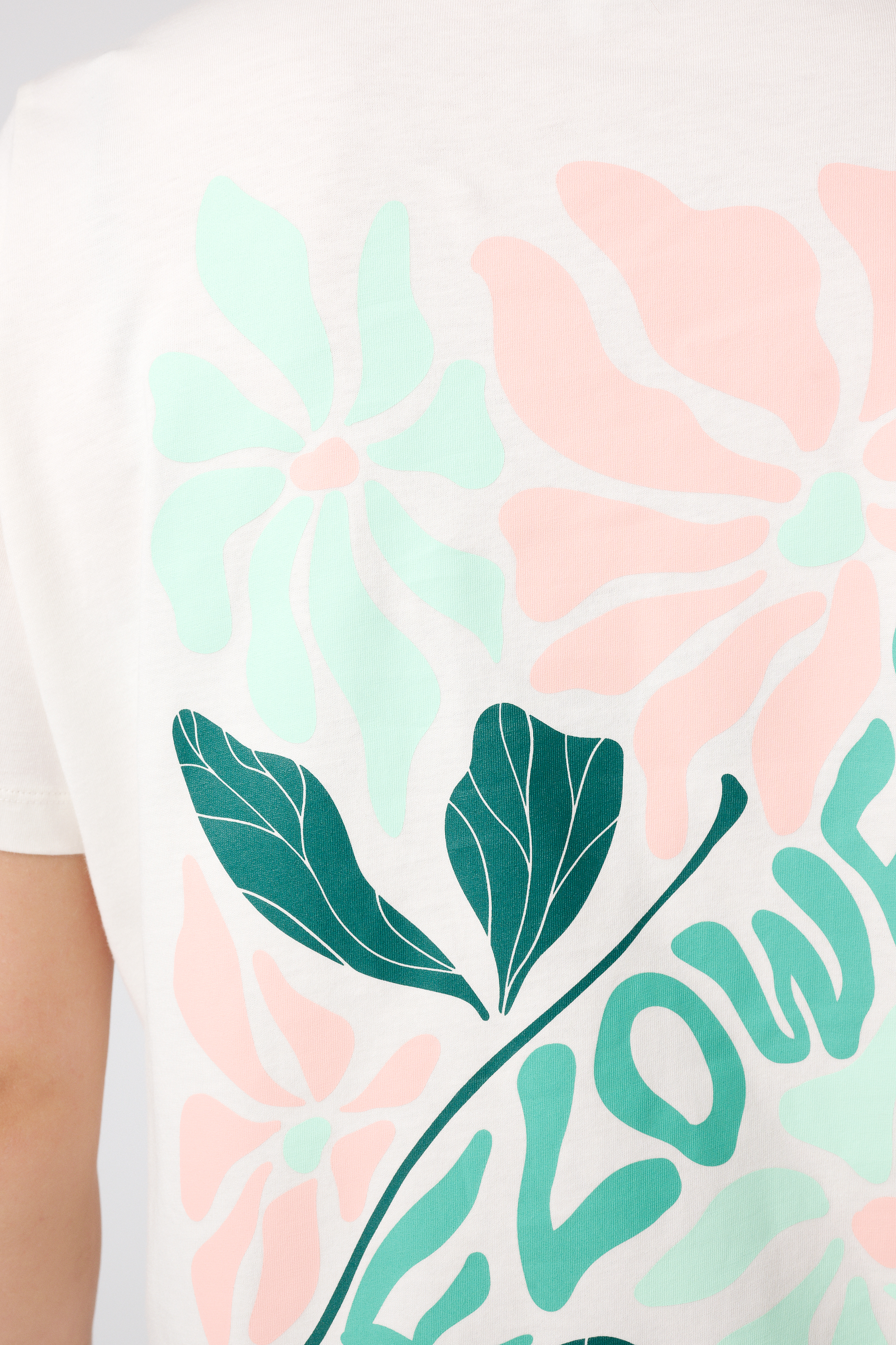 T-shirt met flowerprint Gebroken wit