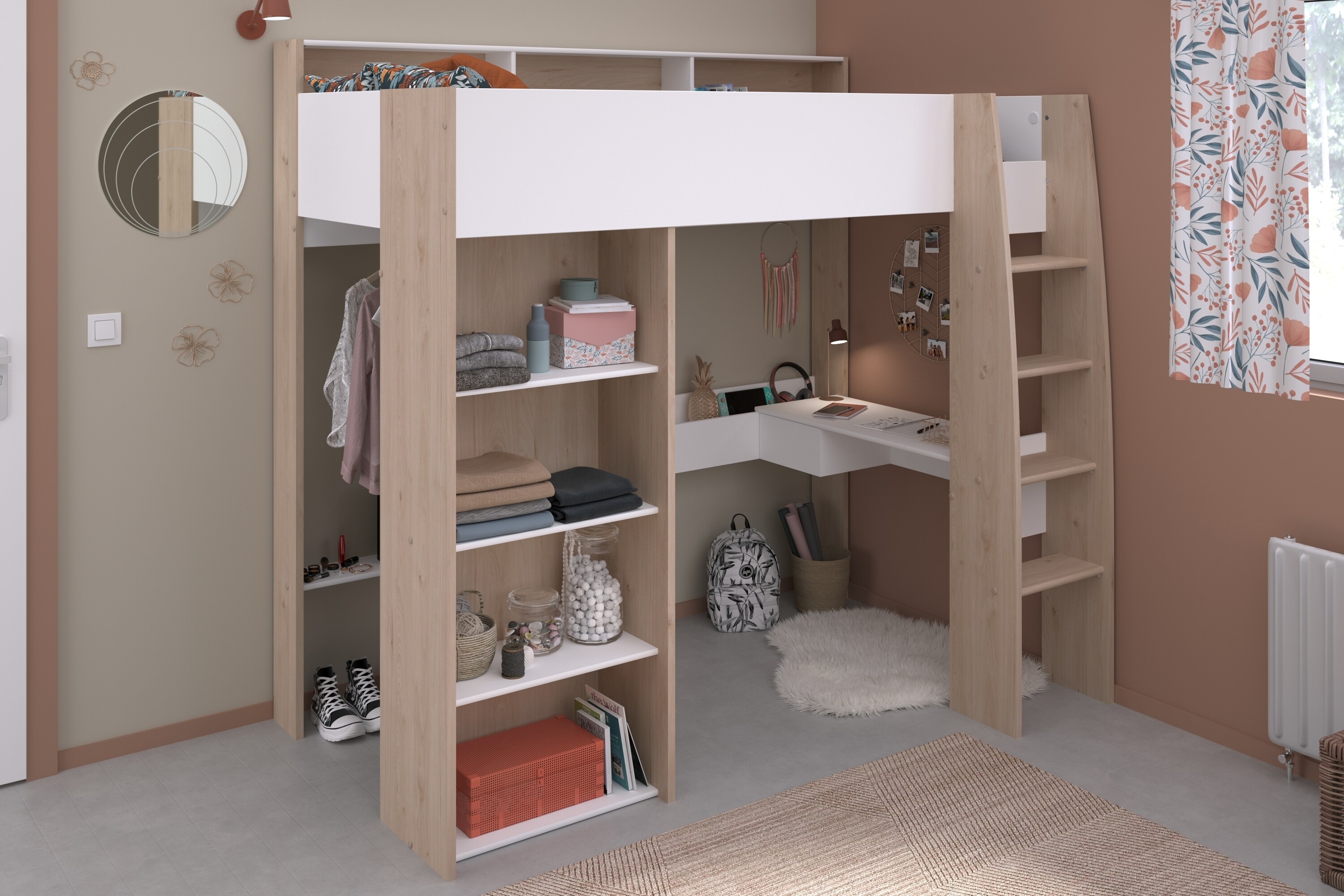 Parisot Hochbett Shelter 11 Eiche Jackson