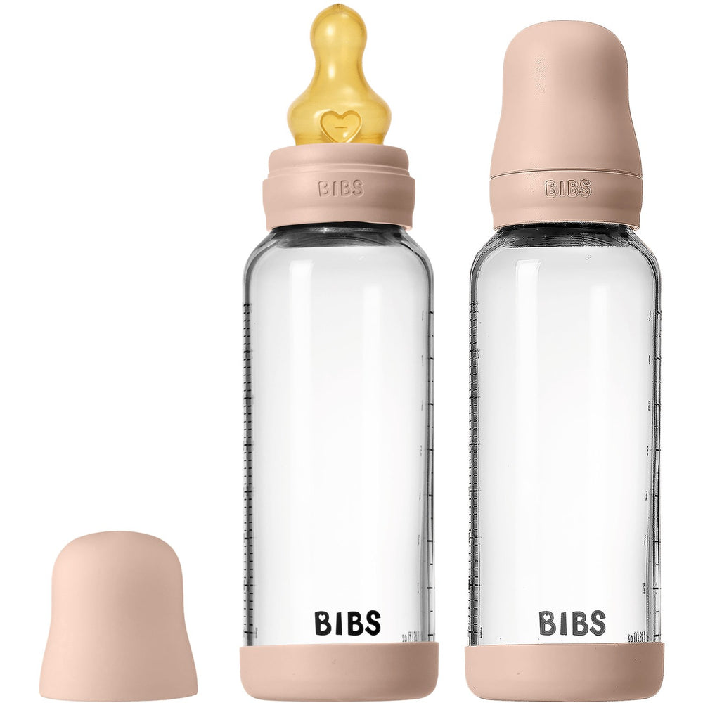 Køb Bibs Blush Glass Baby Flaske Round Latex 2-Pak 240 Ml Medium Flow